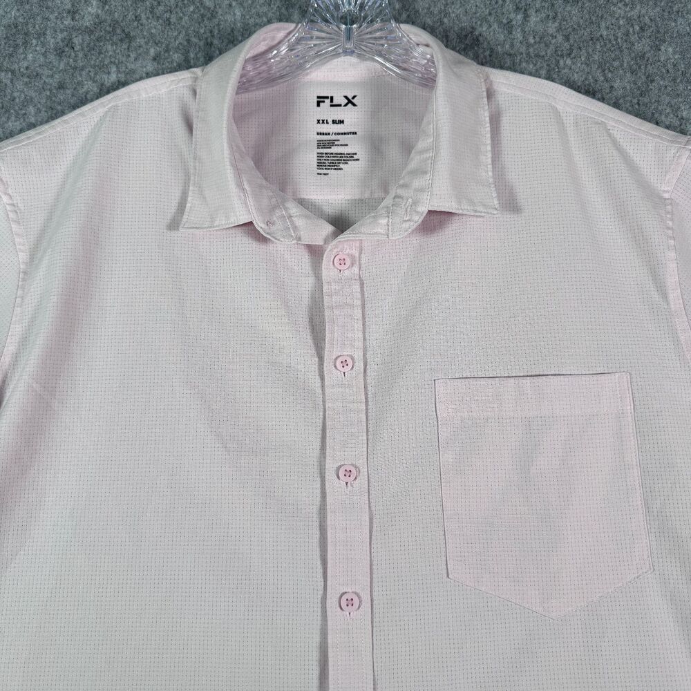 Flx Shirt Mens XXL Slim Pink Short Sleeve Button Down Urban Commuter Breathable